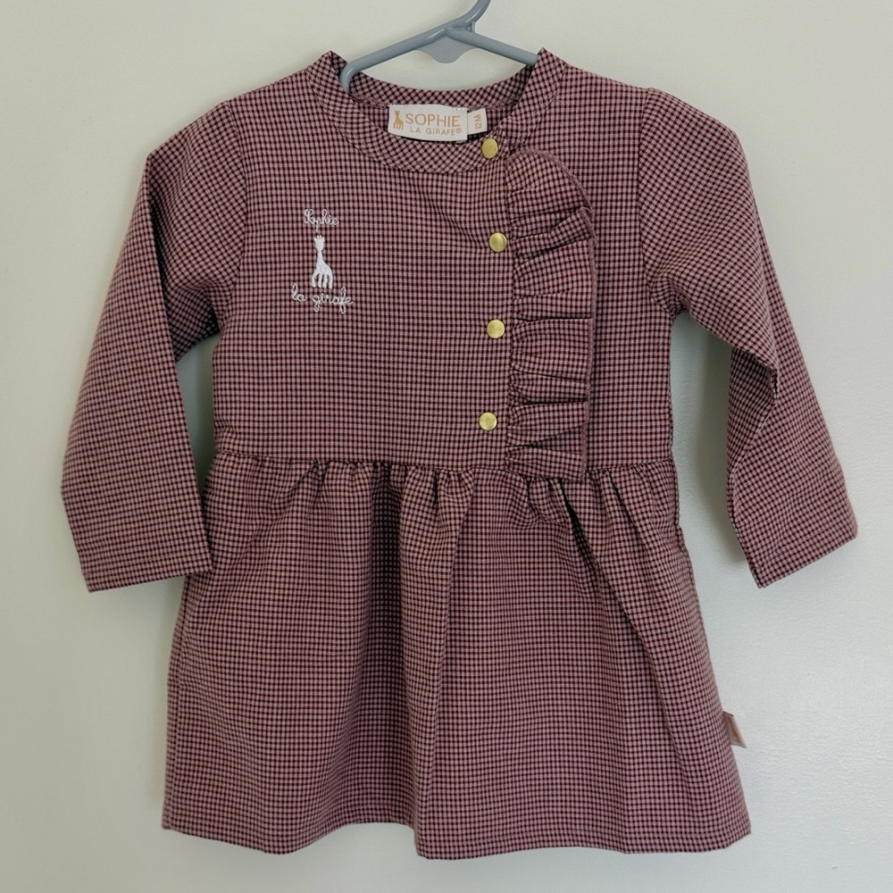 Sophie la girafe burgundy dress 12M